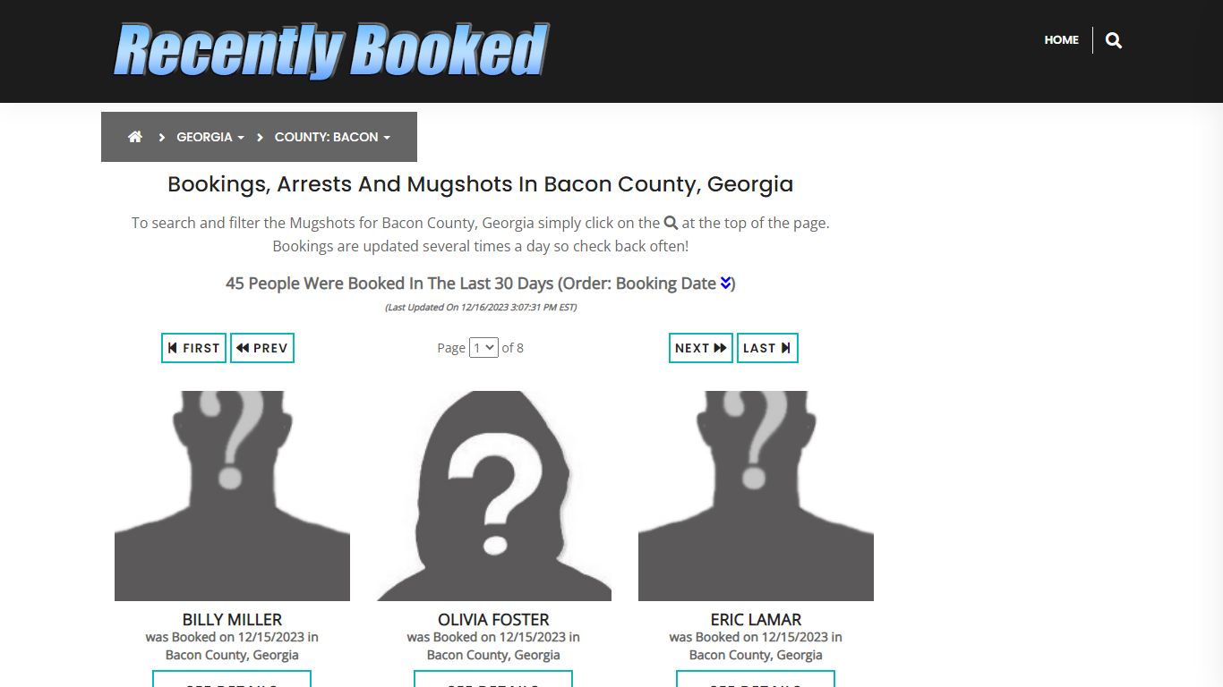 Recent bookings, Arrests, Mugshots in Bacon County, Georgia