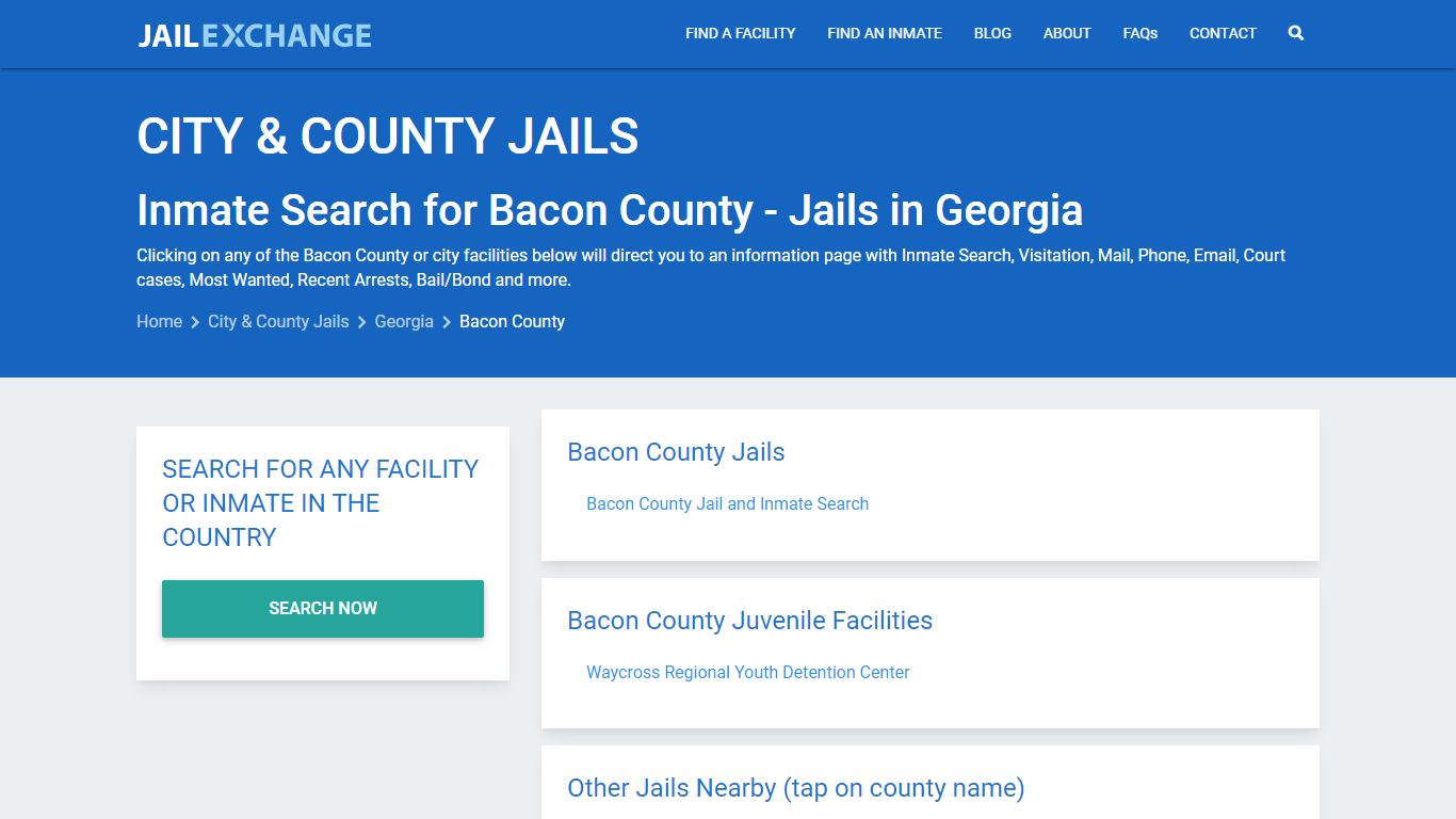 Inmate Search for Bacon County | Jails in Georgia - Jail Exchange