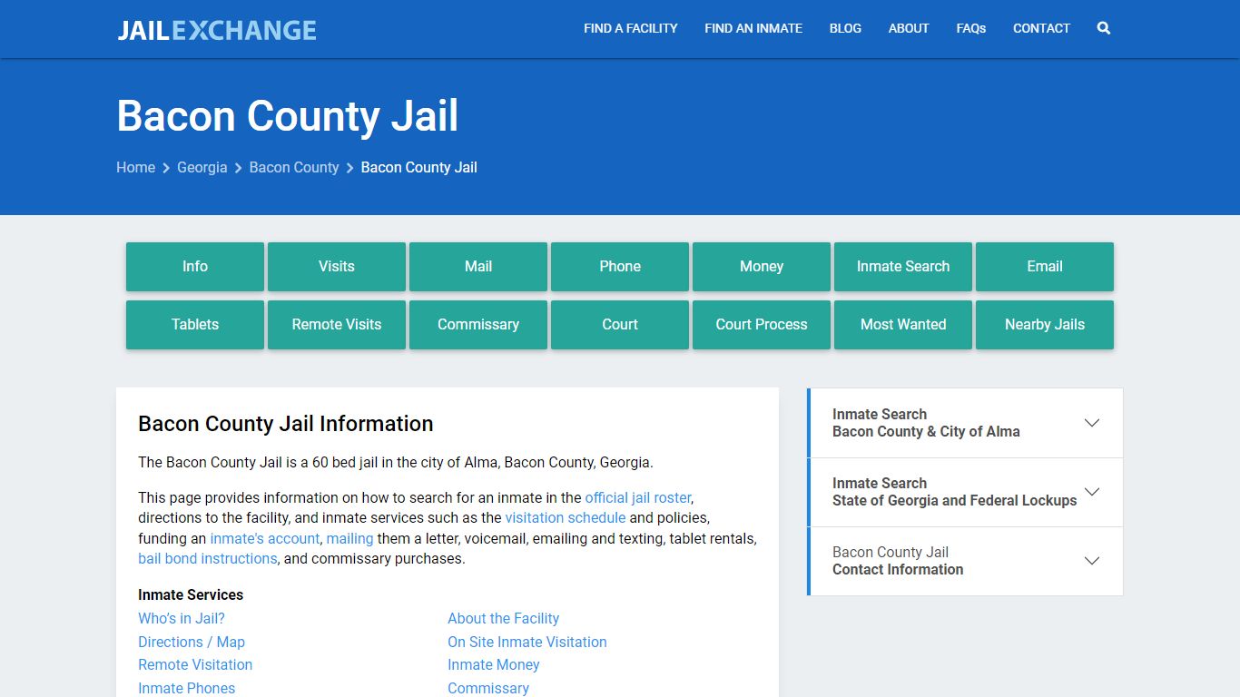 Bacon County Jail, GA Inmate Search, Information